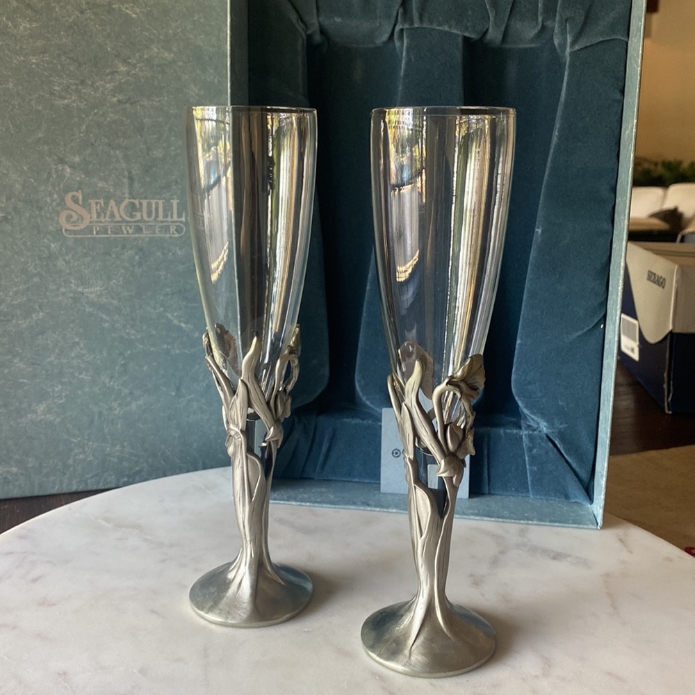Seagull Pewter Champagne Flutes